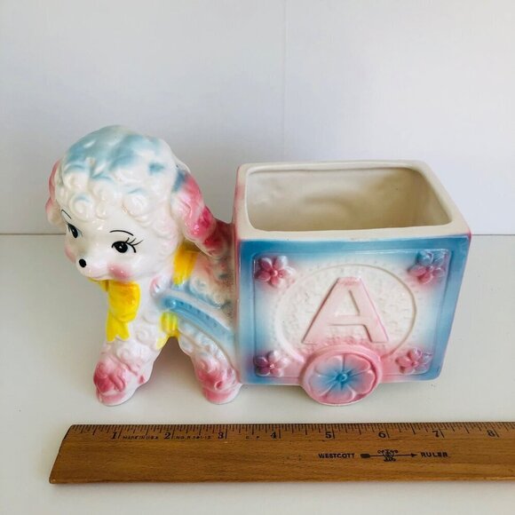 Vintage Anthropomorphic Ceramic Lamb Planter Multicolor Nursery Decor Kitsch - Picture 7 of 9